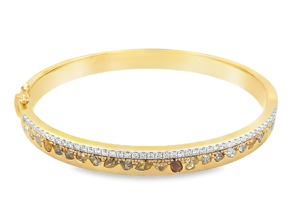 Natural Fancy Color White Diamond Bangle, 6mm, Satin Finish, 18ky (N)