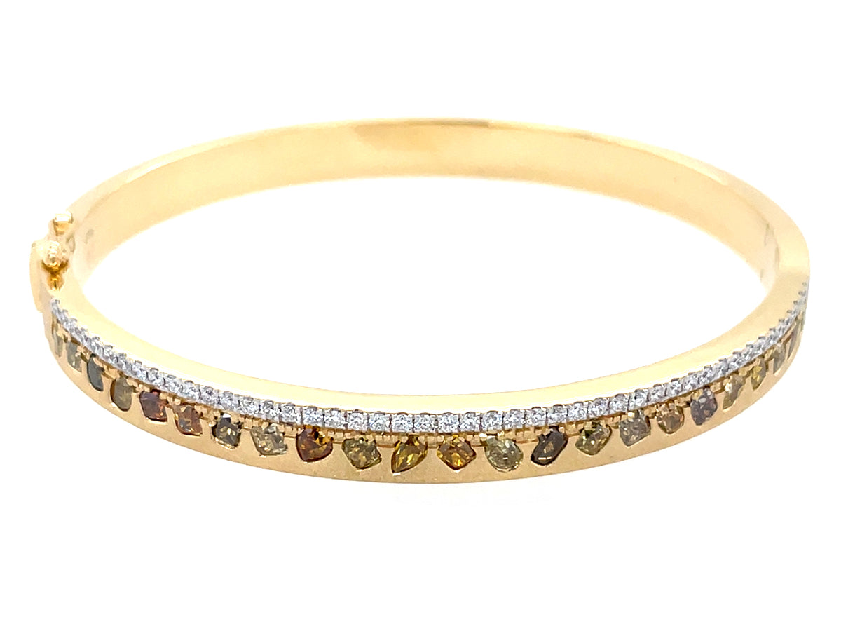 Natural Fancy Color White Diamond Bangle, 6mm, Satin Finish, 18ky (N)
