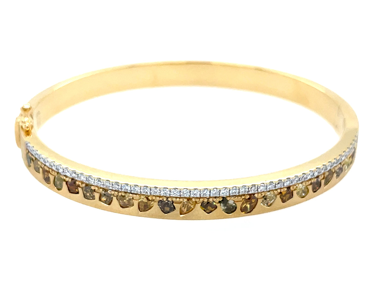 Natural Fancy Color White Diamond Bangle, 6mm, Satin Finish, 18ky (N)