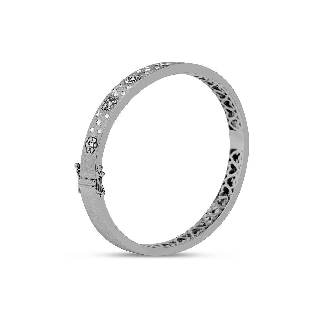 Black & White Diamond Flower Scatter Bangle