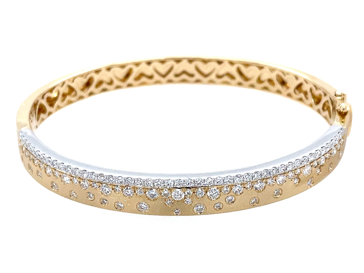 Diamond Edge Confetti Bangle, 7mm, Satin Finish