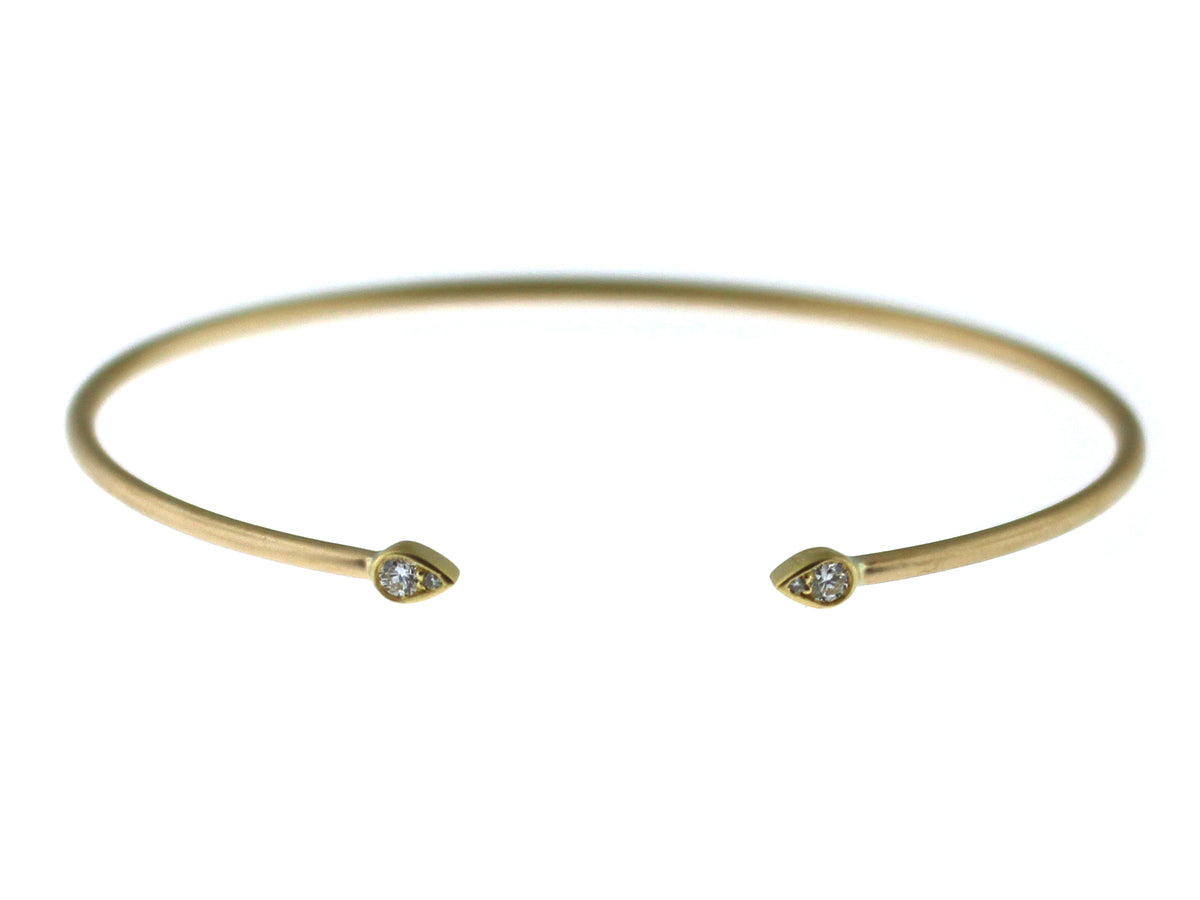 DIAMOND TEAR DROP BANGLE, SATIN FINISH, 18KY (N)