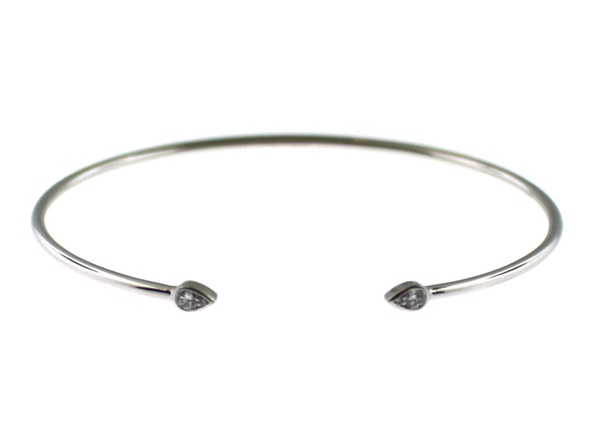 DIAMOND TEAR DROP BANGLE, 14KW (N)