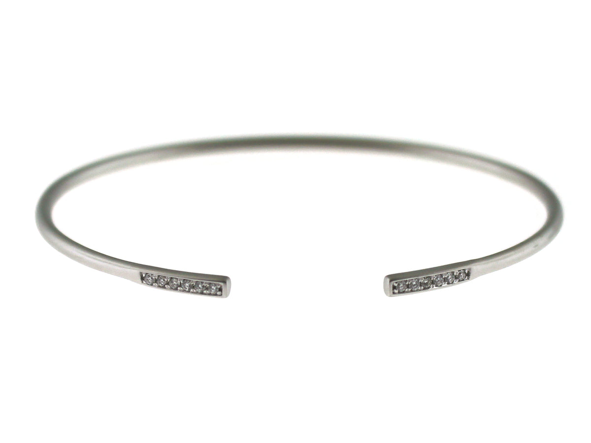 DIAMOND BAR BANGLE, SATIN FINISH, 18KW (N)