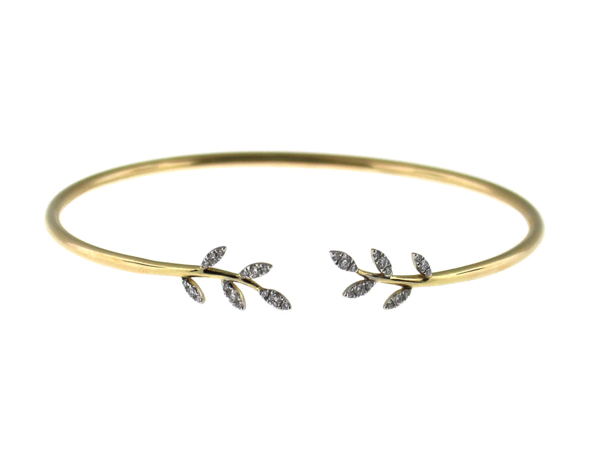DIAMOND LEAF BANGLE, 14KY (N)