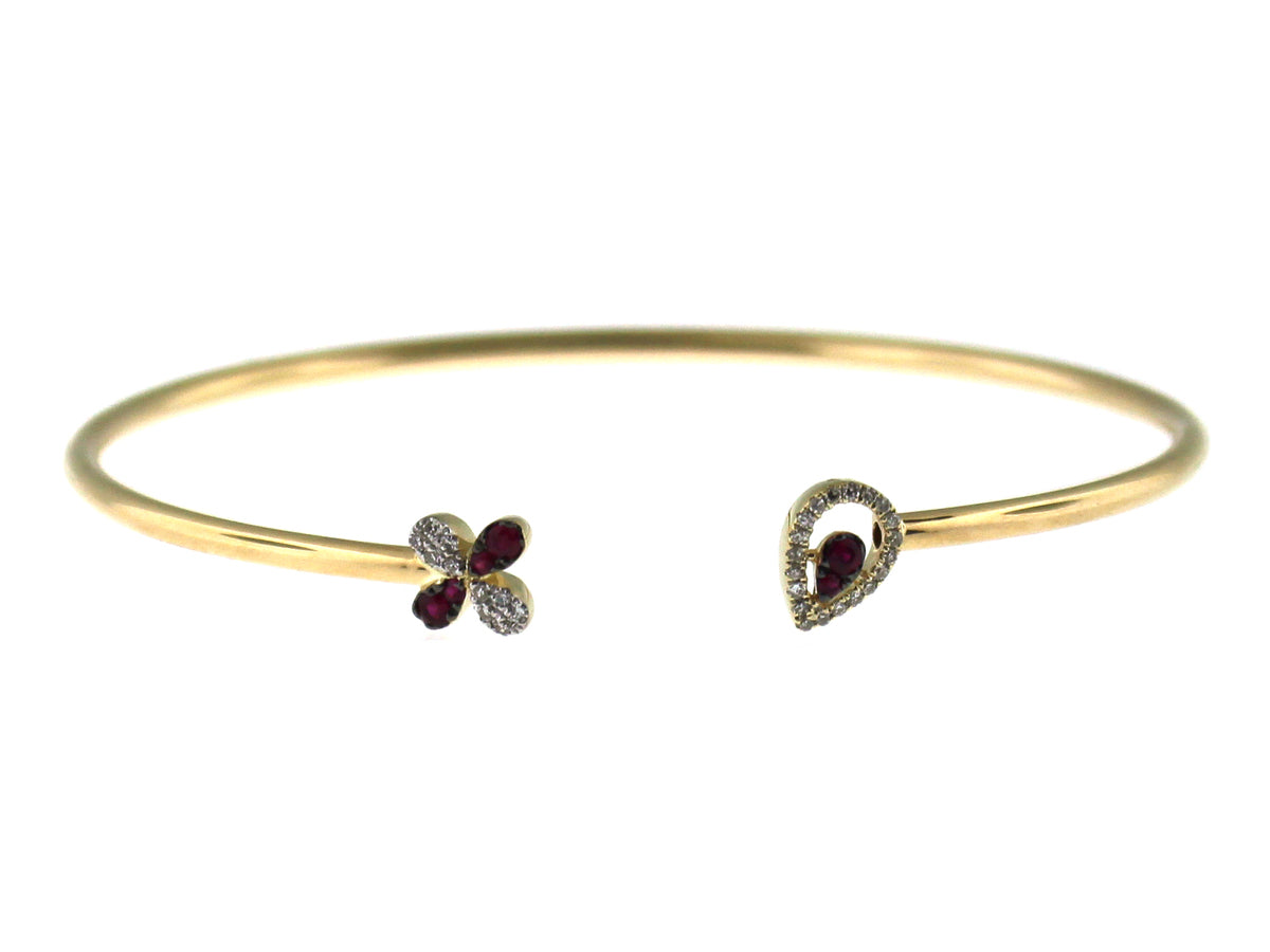 RUBY & DIAMOND BANGLE, 14KY (H)