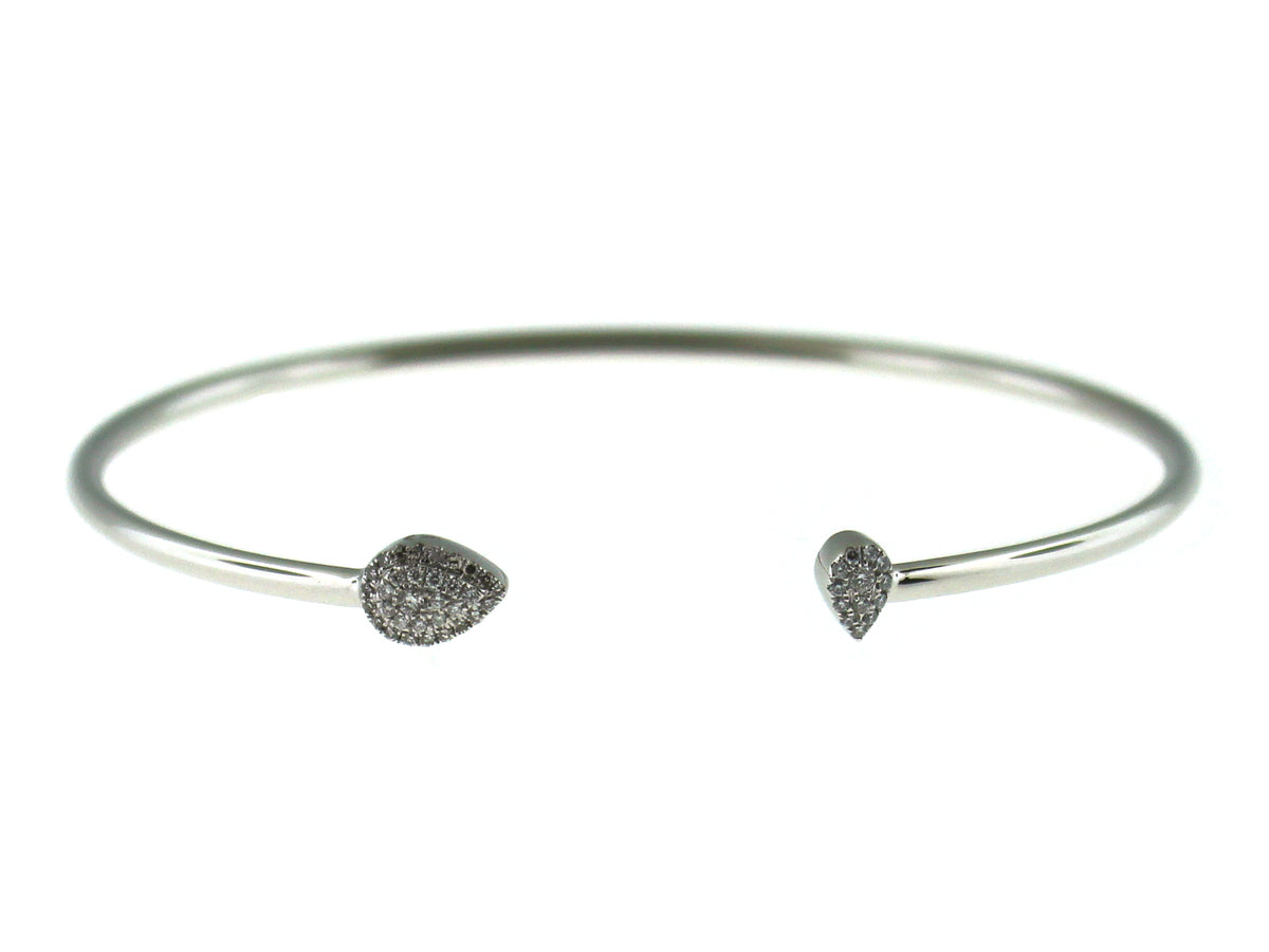 DIAMOND TEAR DROP BANGLE, 14KW (N)