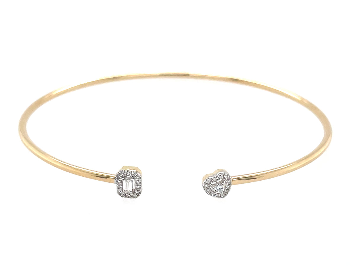 Diamond Heart Baguette Flex Bangle