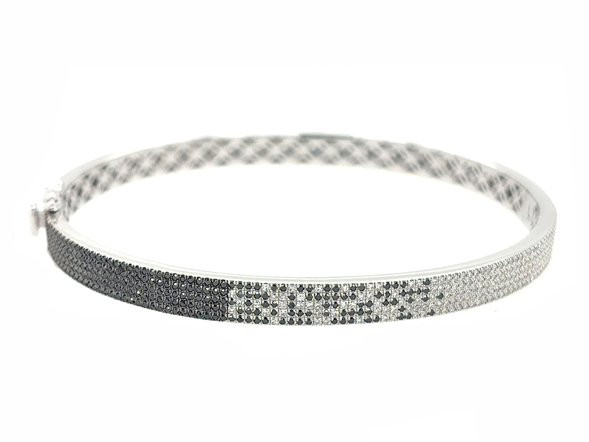 Black White Diamond 5 Row Pave Bangle, 5mm