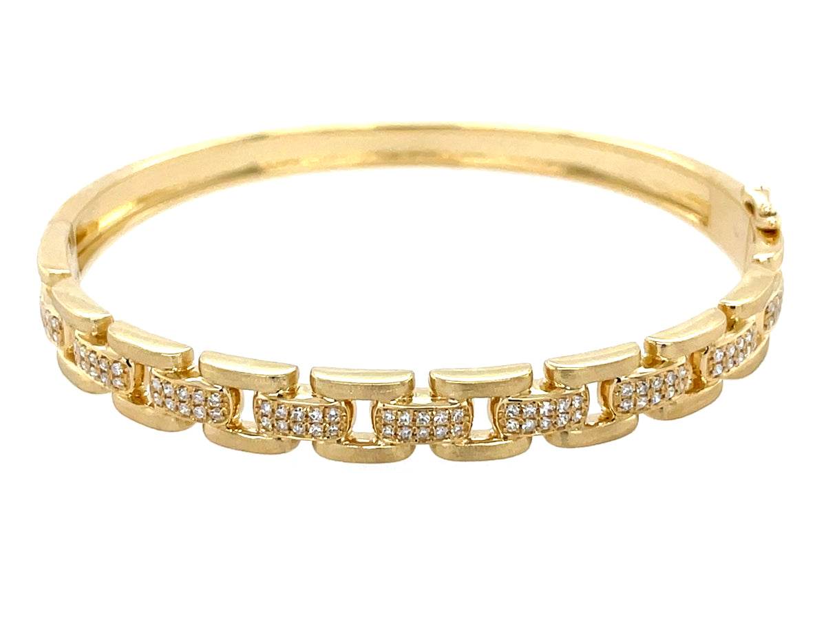 DIAMOND LINK BANGLE, SATIN FINISH, 47 X 56 MM