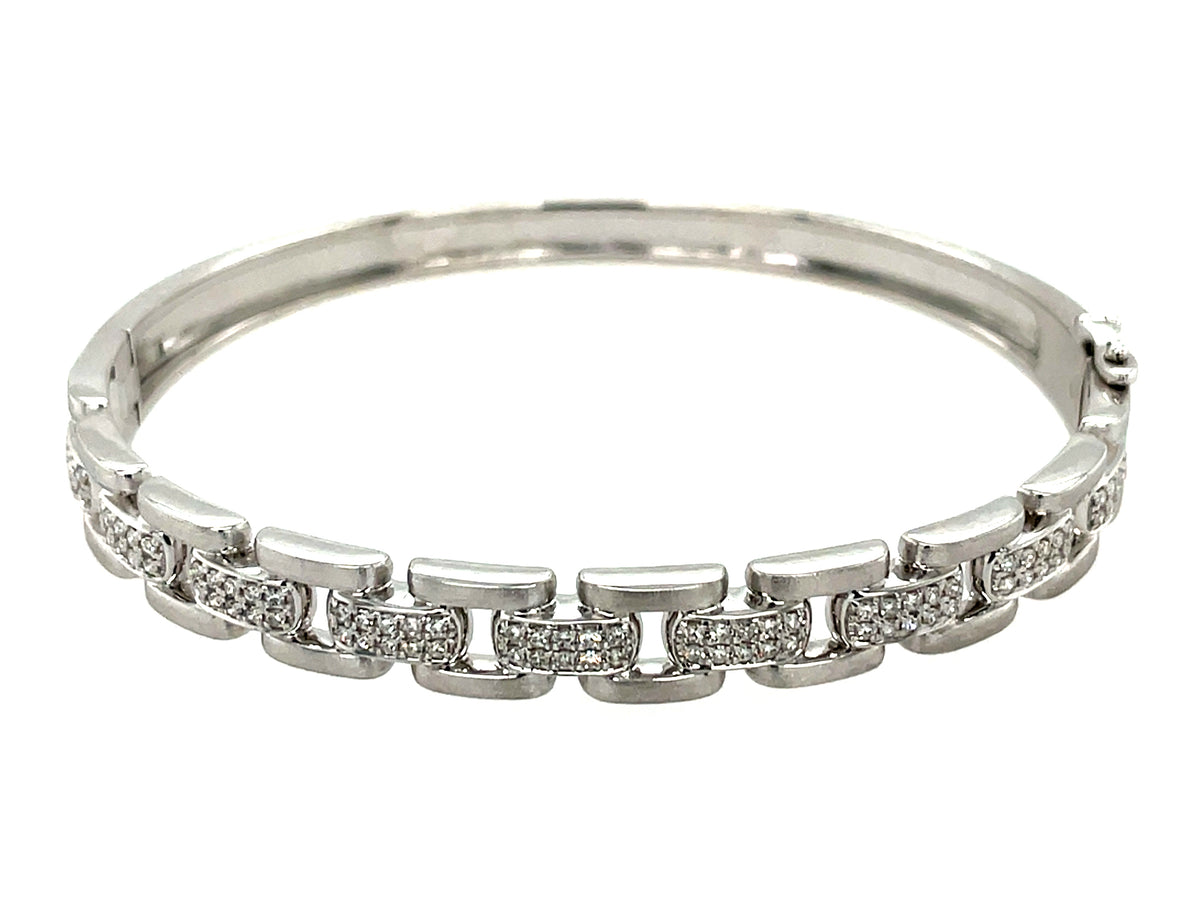 DIAMOND LINK BANGLE, SATIN FINISH, 47 X 56 MM
