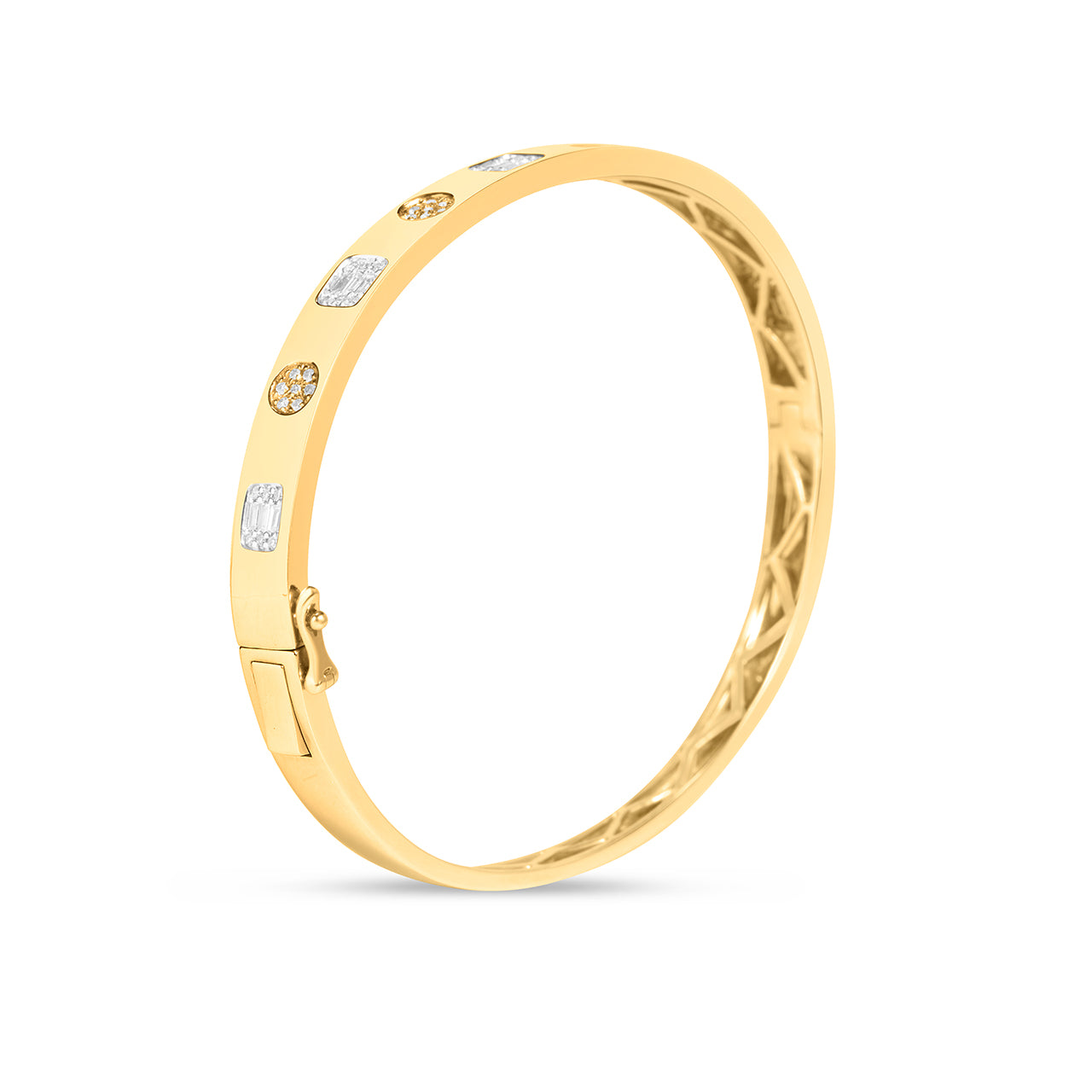 Diamond Emerald & Round Pave Flush Bangle