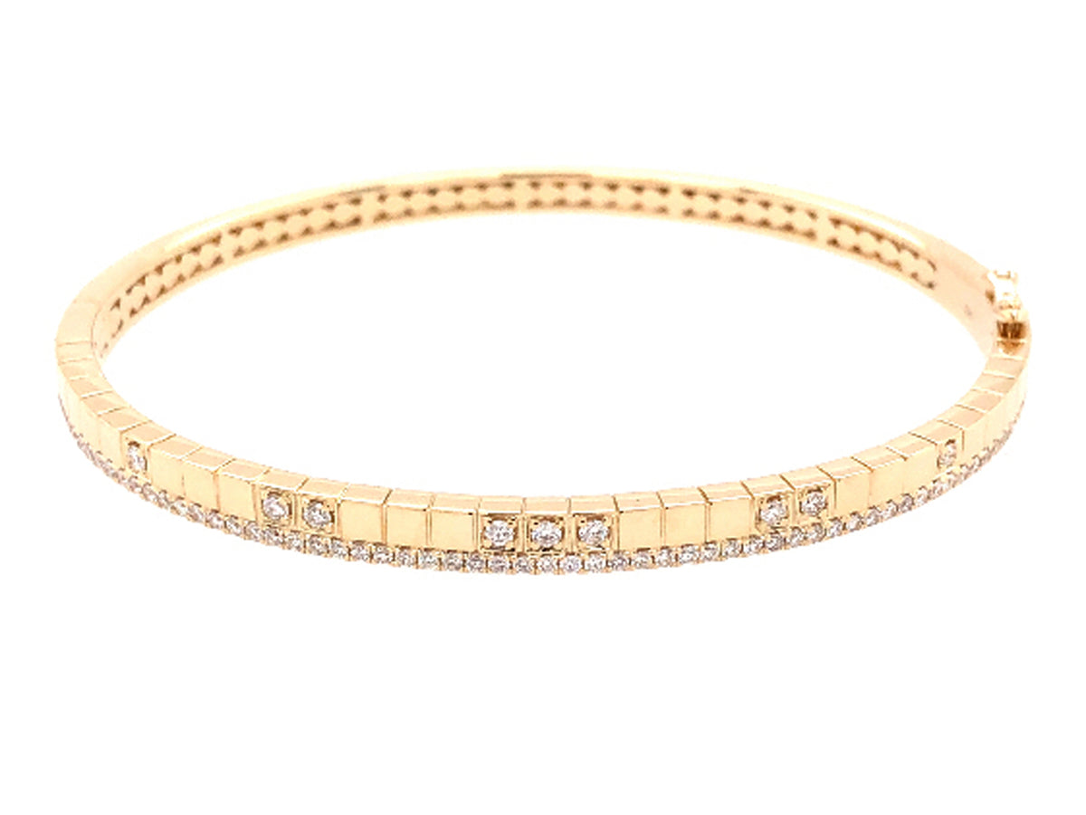 DIAMOND SQUARE GRID BANGLE, 14KY (N)