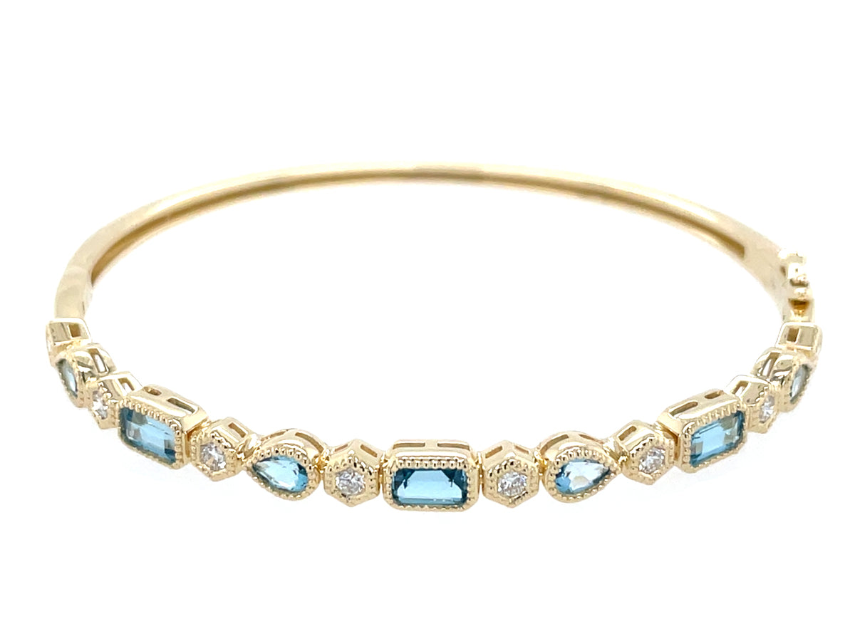 Blue Topaz Diamond Alternating Bangle