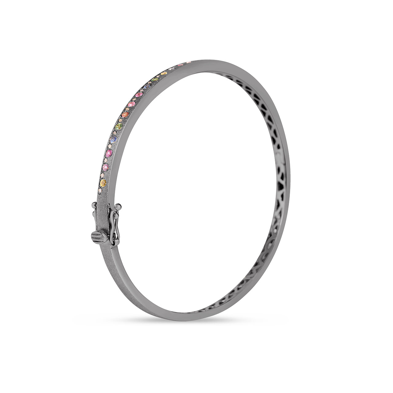 Rainbow Sapphire & Diamond Alternating Flush Bangle