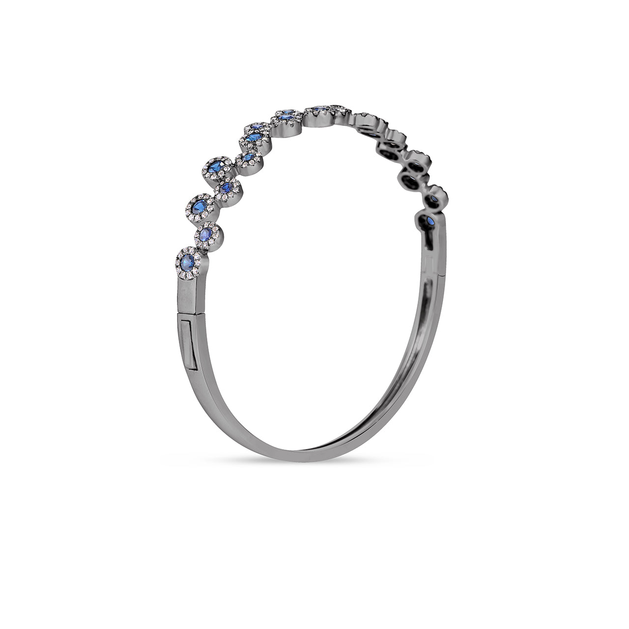 Sapphire & Diamond Round Pivoting Bangle