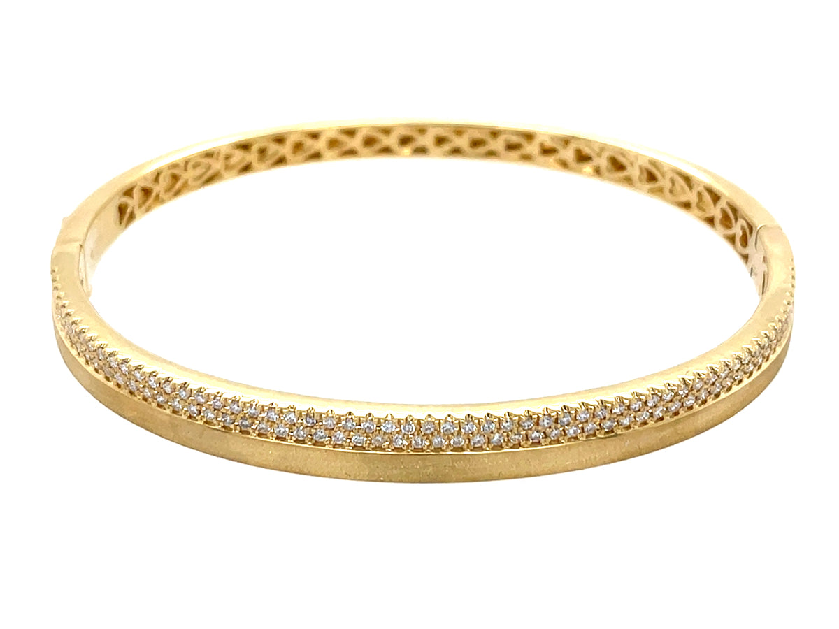 Diamond 2 Row Bangle, 5.4mm, Satin Finish