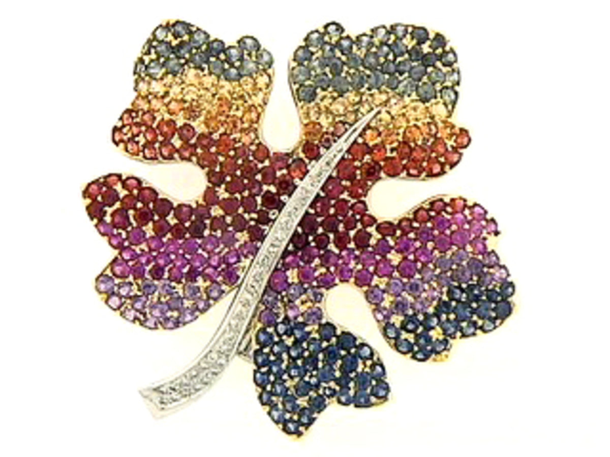RAINBOW SAPPHIRE & DIAMOND BROACH