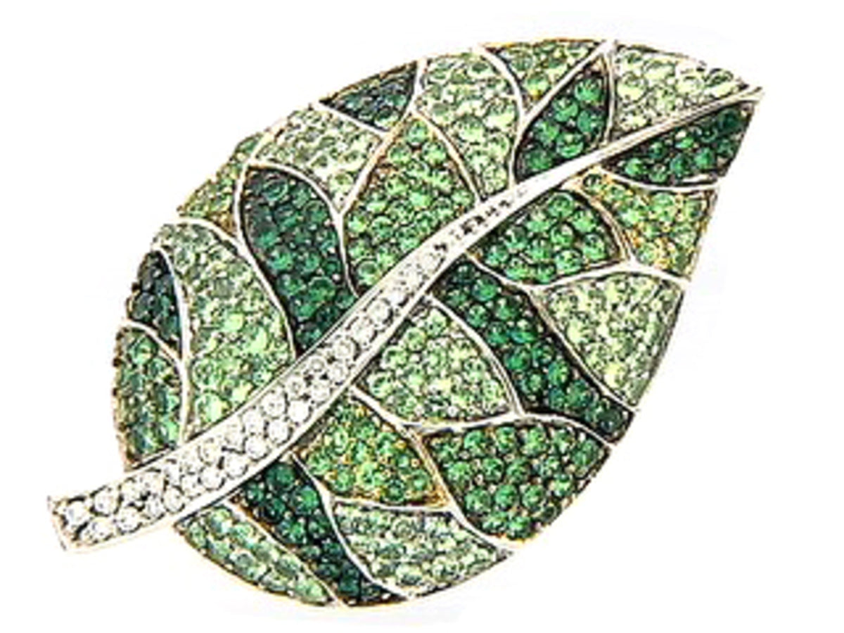 TSAVORITE & DIAMOND BROACH