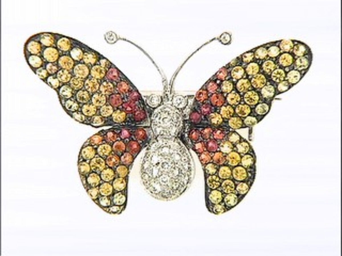 YELLOW SAPPHIRE & DIAMOND BROACH