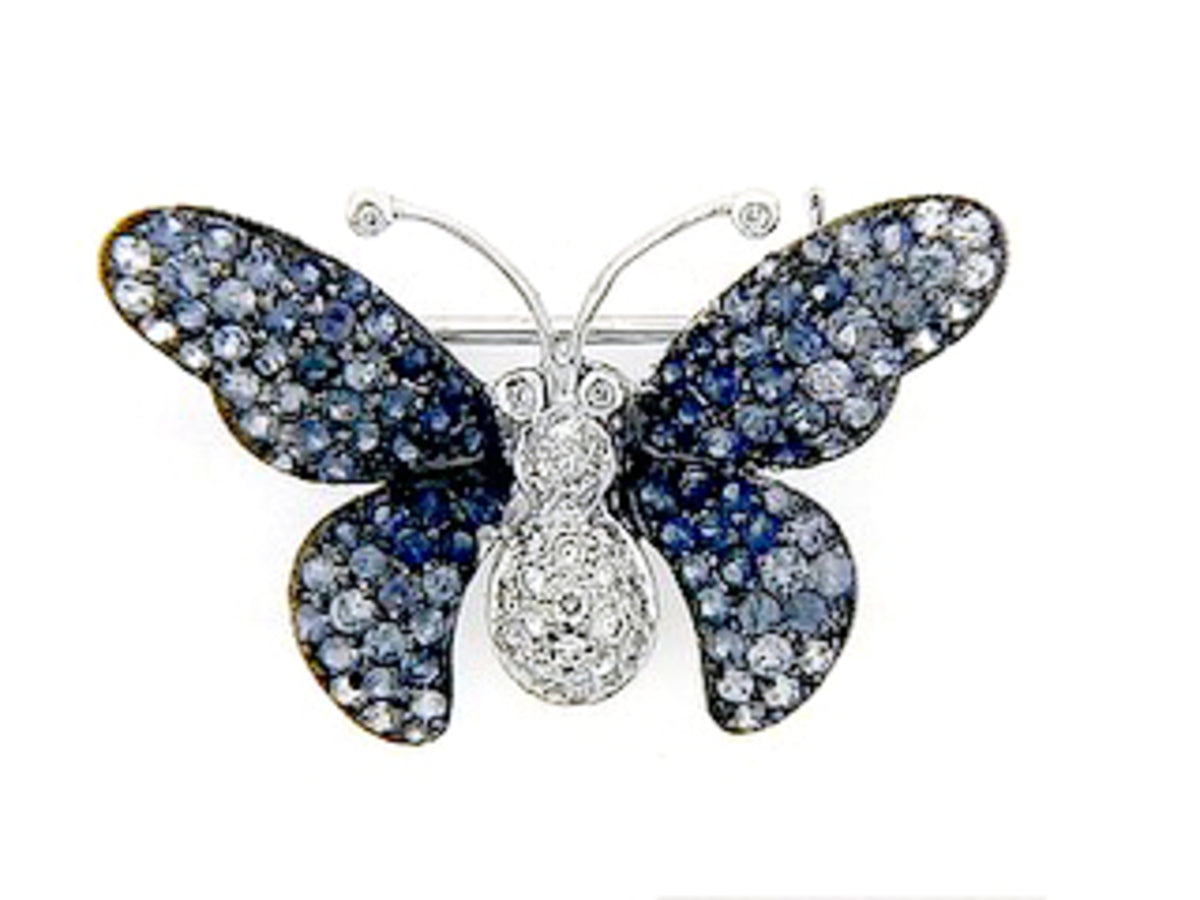 SAPPHIRE & DIAMOND BROACH, 18KW (H), C=1.10