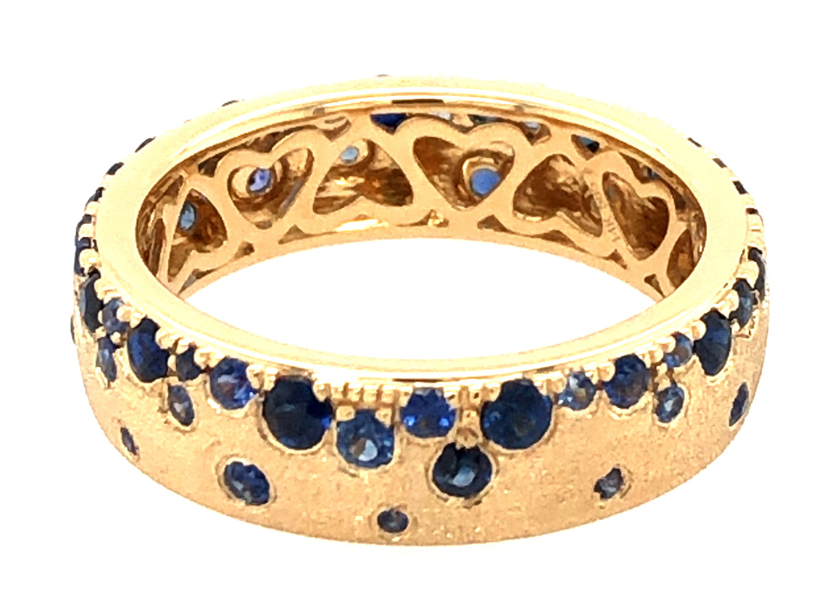 SAPPHIRE MIX BLUE FLUSH SET ETERNITY RING, SATIN FINISH, 14KY (H)
