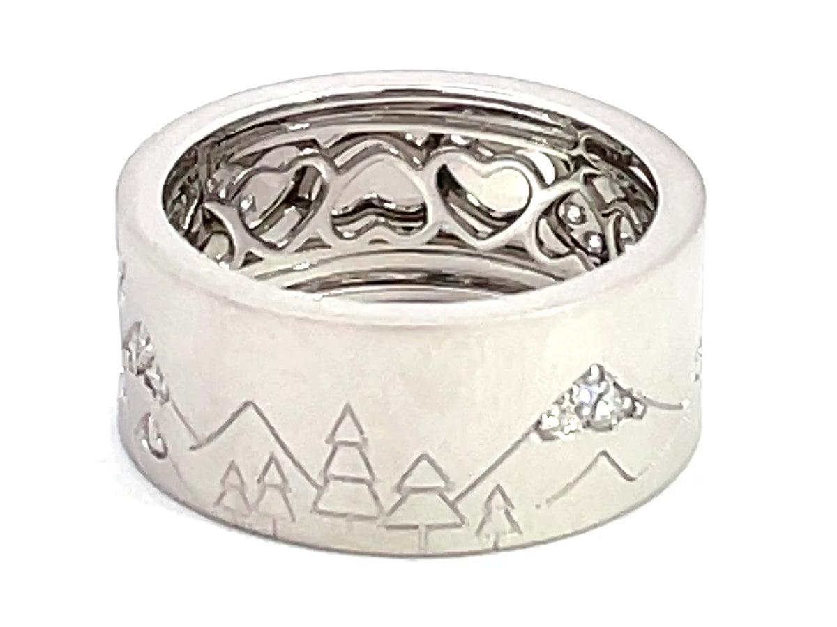Diamond Moon Mountains Eternity Cigar Band, 9mm, Satin Finish