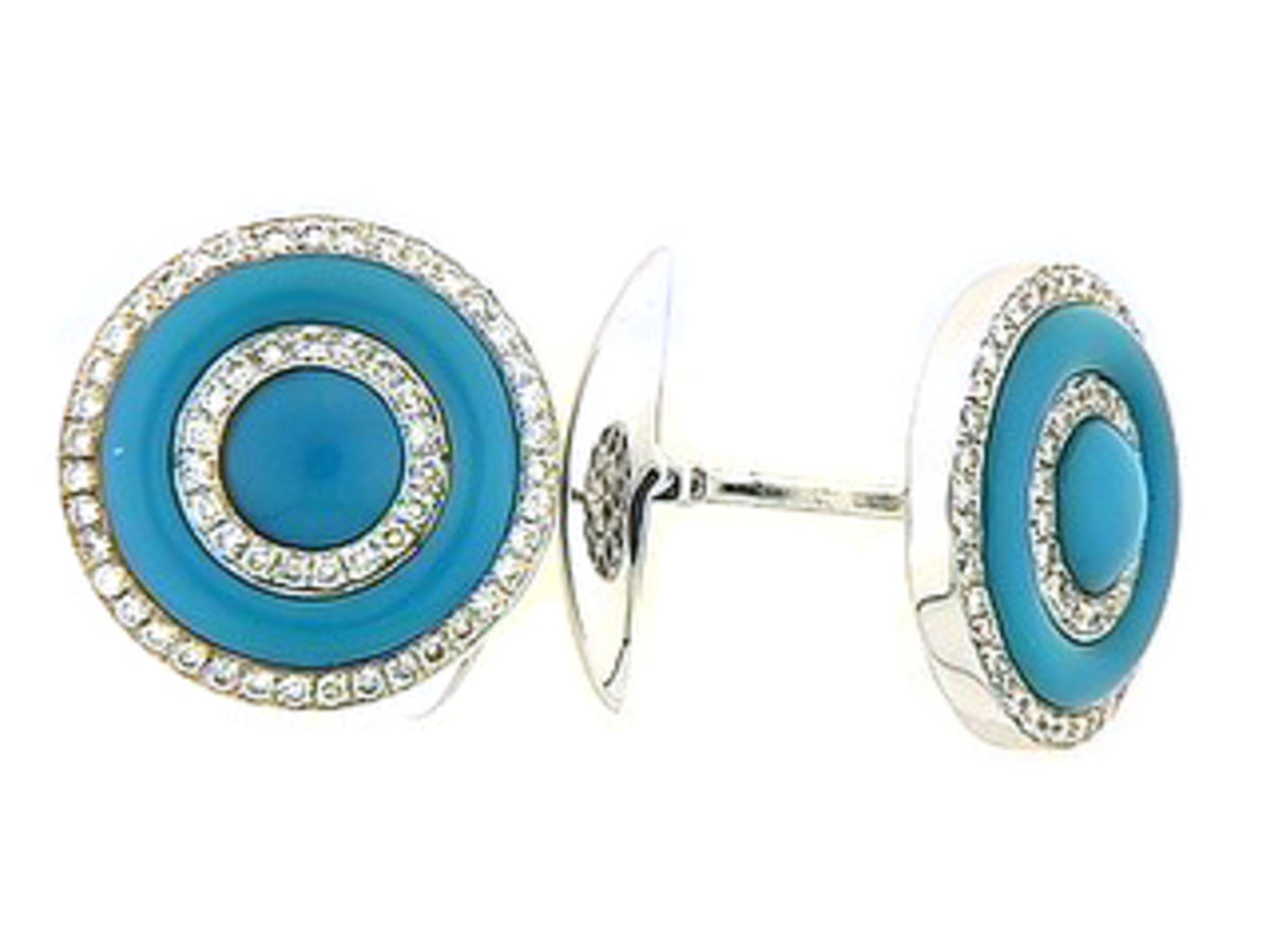 TURQUOISE & DIAMOND CUFF LINKS