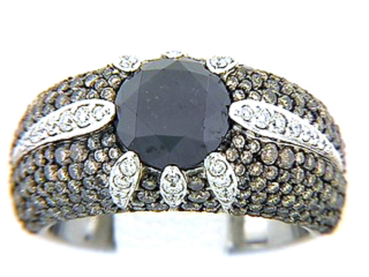 SEMI MOUNT BROWN & WHITE DIAMOND RING
