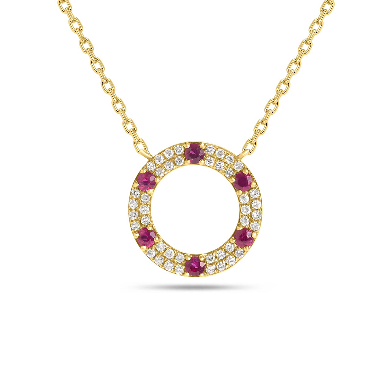 Ruby & Diamond Circle Necklace