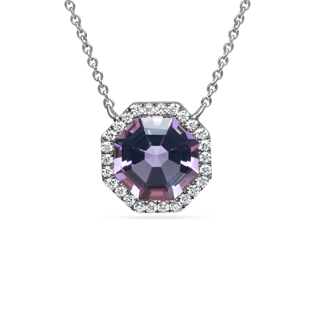 Amethyst & Diamond Octagon Necklace