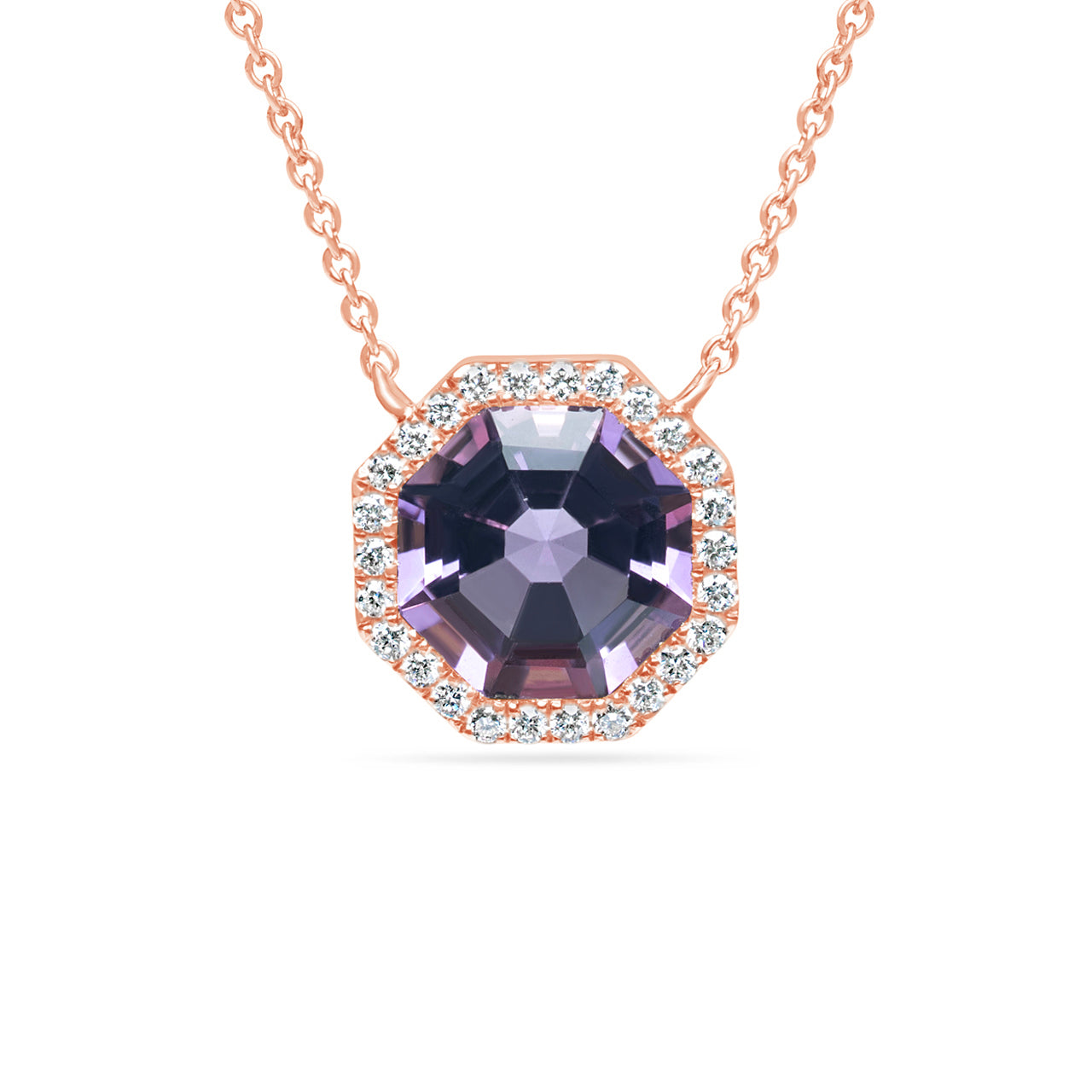 Amethyst & Diamond Octagon Necklace