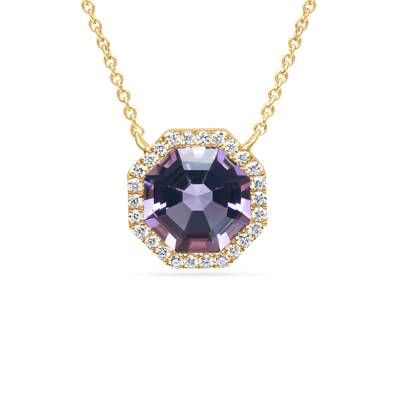 Amethyst & Diamond Octagon Necklace
