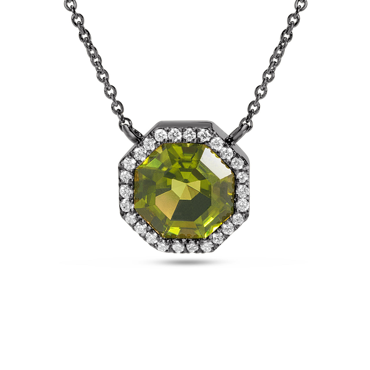 Peridot & Diamond Octagon Necklace