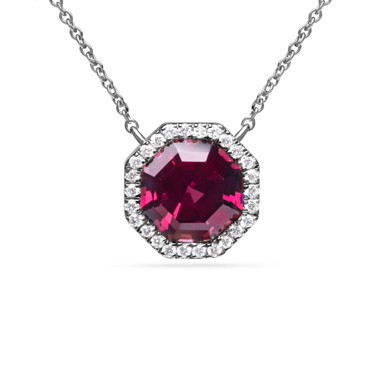 Rhodolite & Diamond Octagon Necklace