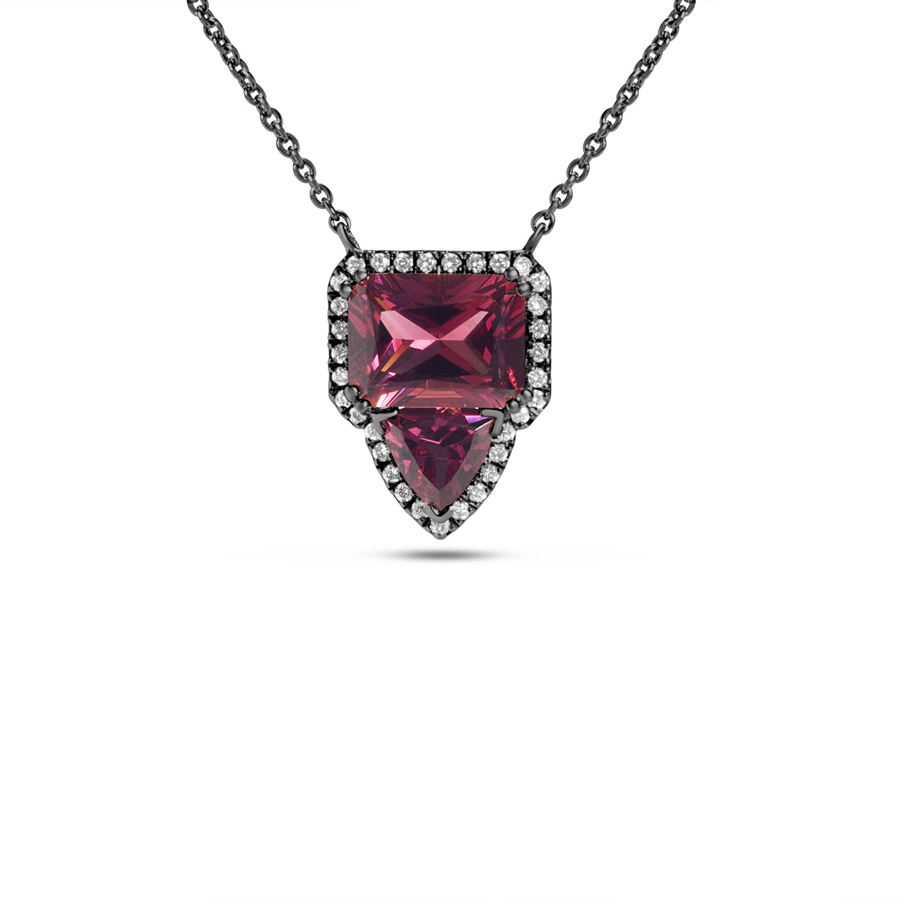 Rhodolite & Diamond Toi Et Moi Necklace