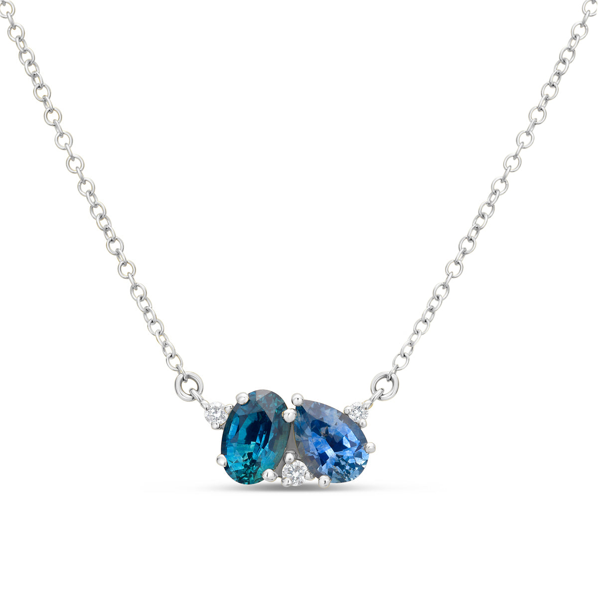 Montana Sapphire & Diamond Duo Cluster Necklace