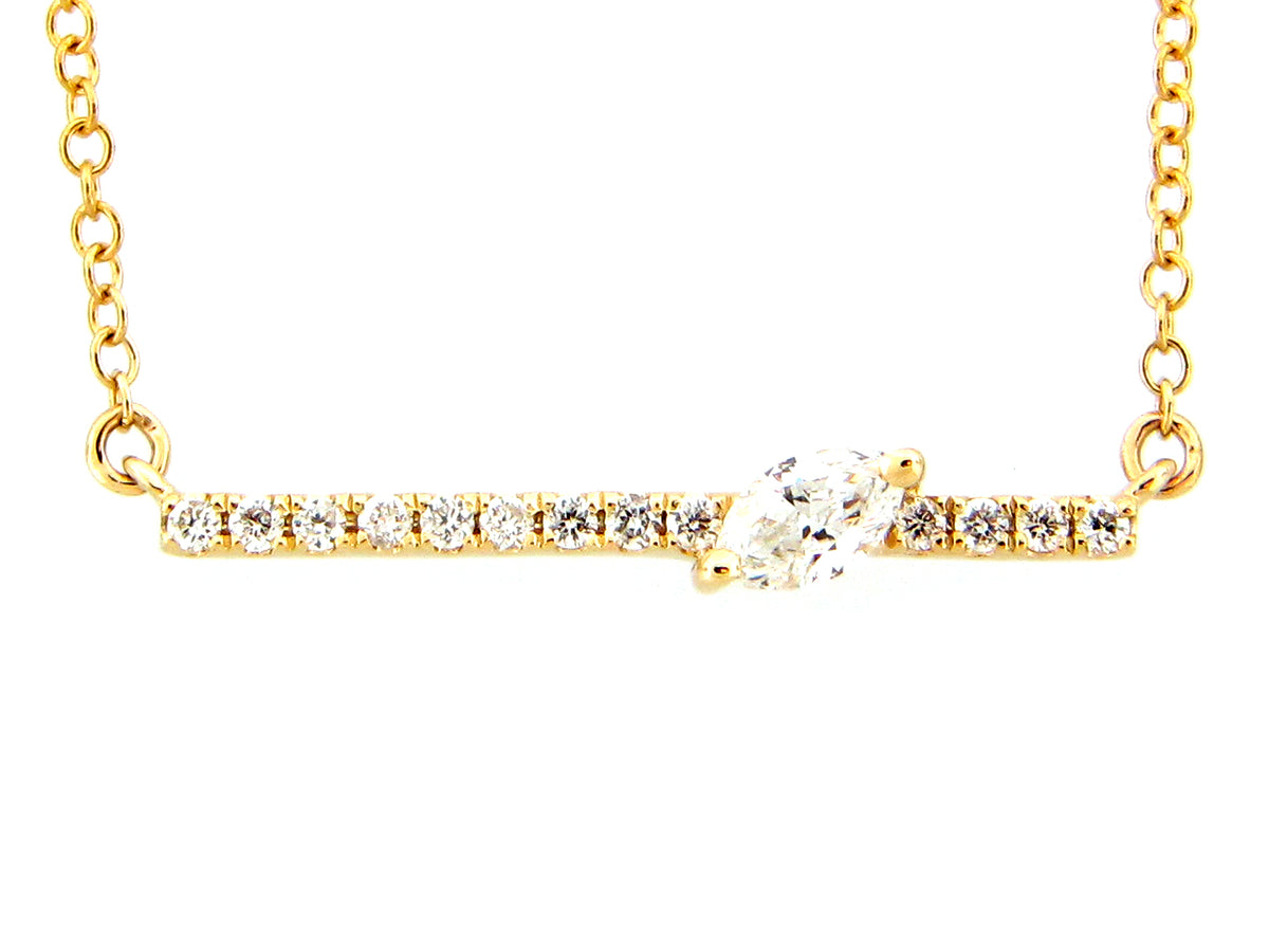 DIAMOND 2 TRIANGLE BAR PENDANT NECKLACE