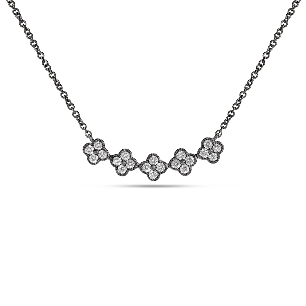 Diamond Clover Curved Bar Necklace