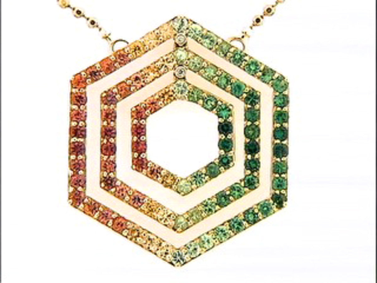 TSAVORITE, ORANGE SAPPHIRE & DIAMOND NECKLACE