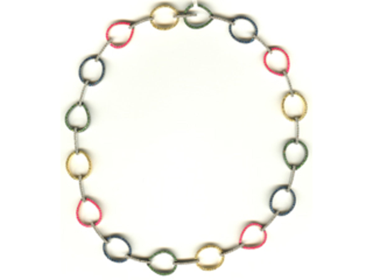 RAINBOW SAPPHIRE & DIAMOND NECKLACE, 18KM (H/U)