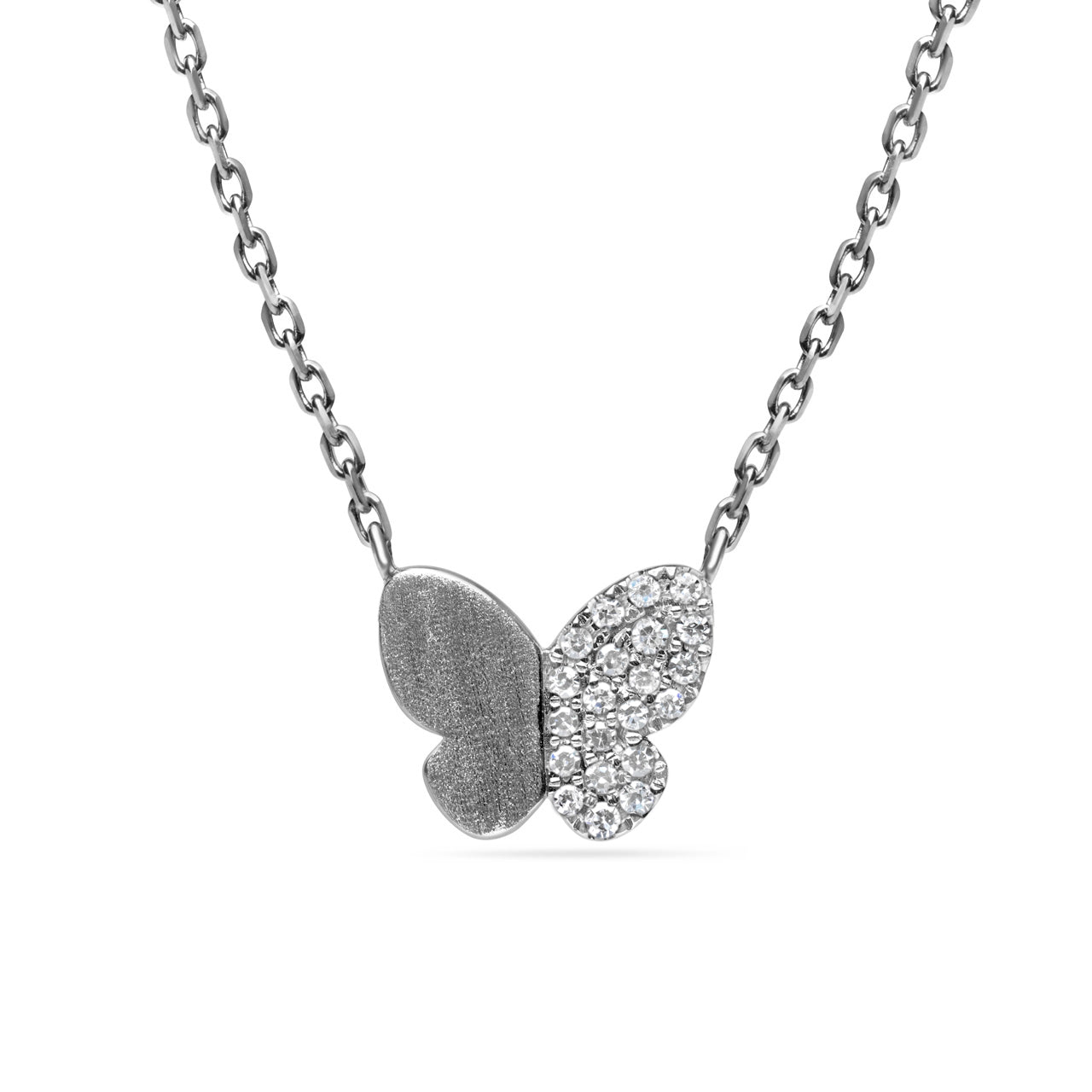 Diamond Butterfly Duet Necklace