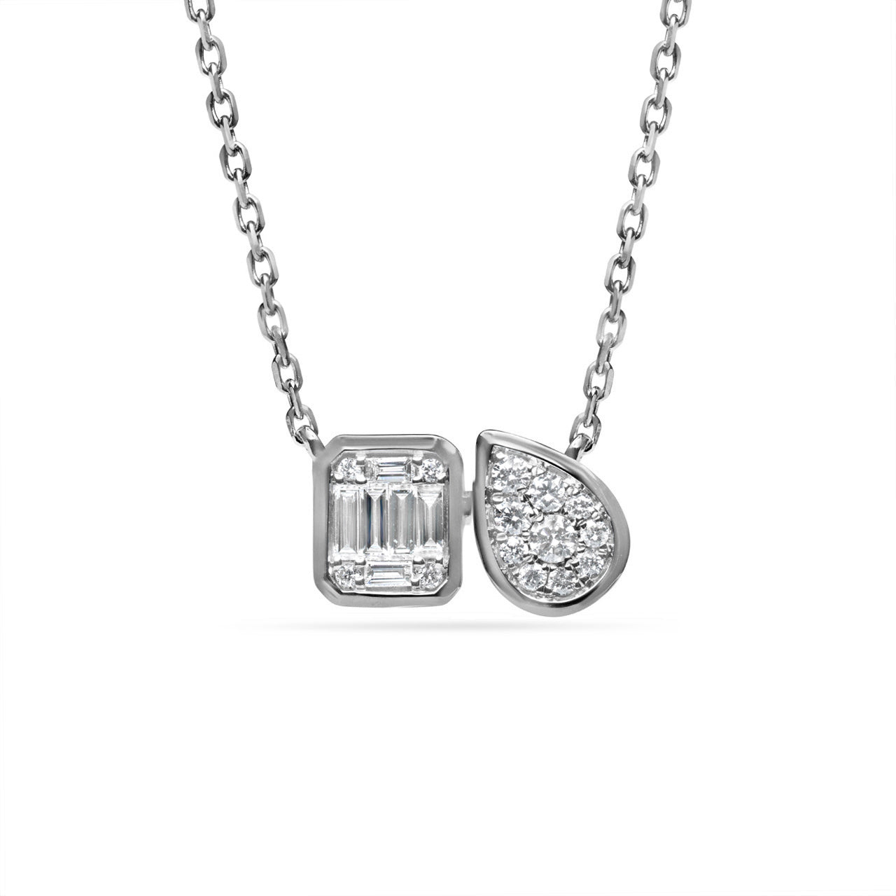 Diamond Emerald & Pear Toi Et Moi Necklace