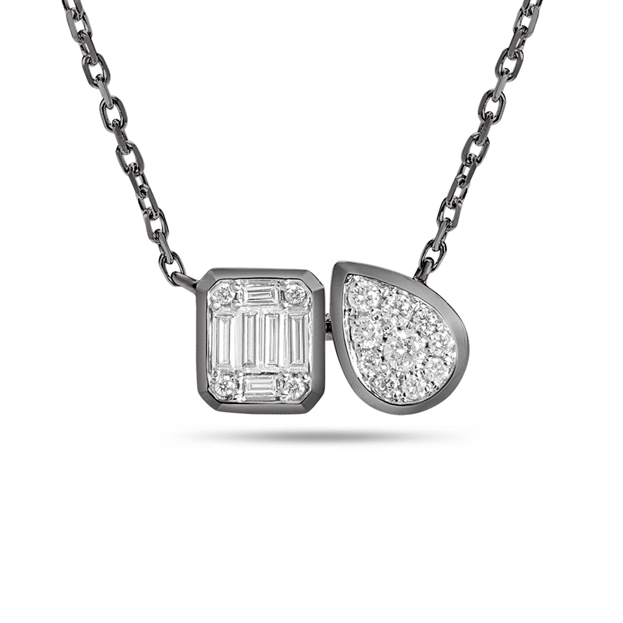 Diamond Emerald & Pear Toi Et Moi Necklace