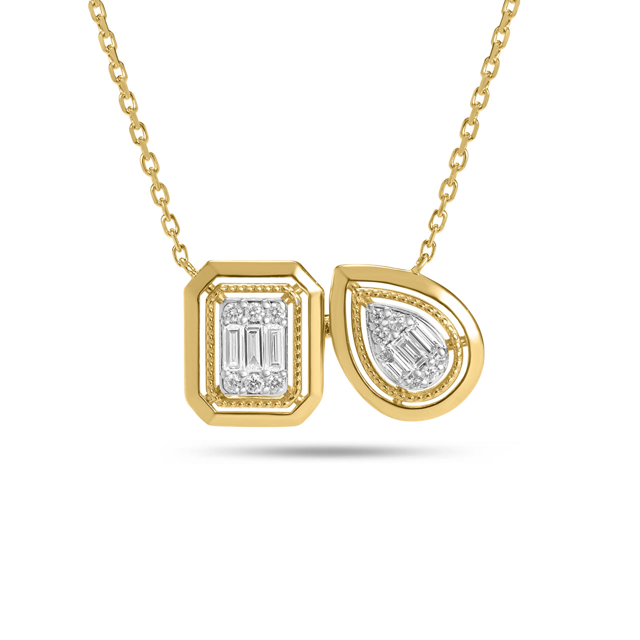Diamond Toi Et Moi Frame Necklace