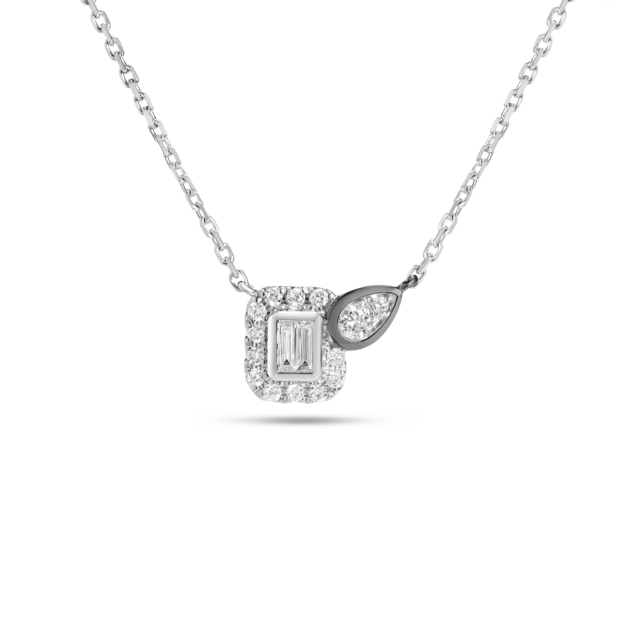 Diamond Baguette & Pear Sidekick Necklace
