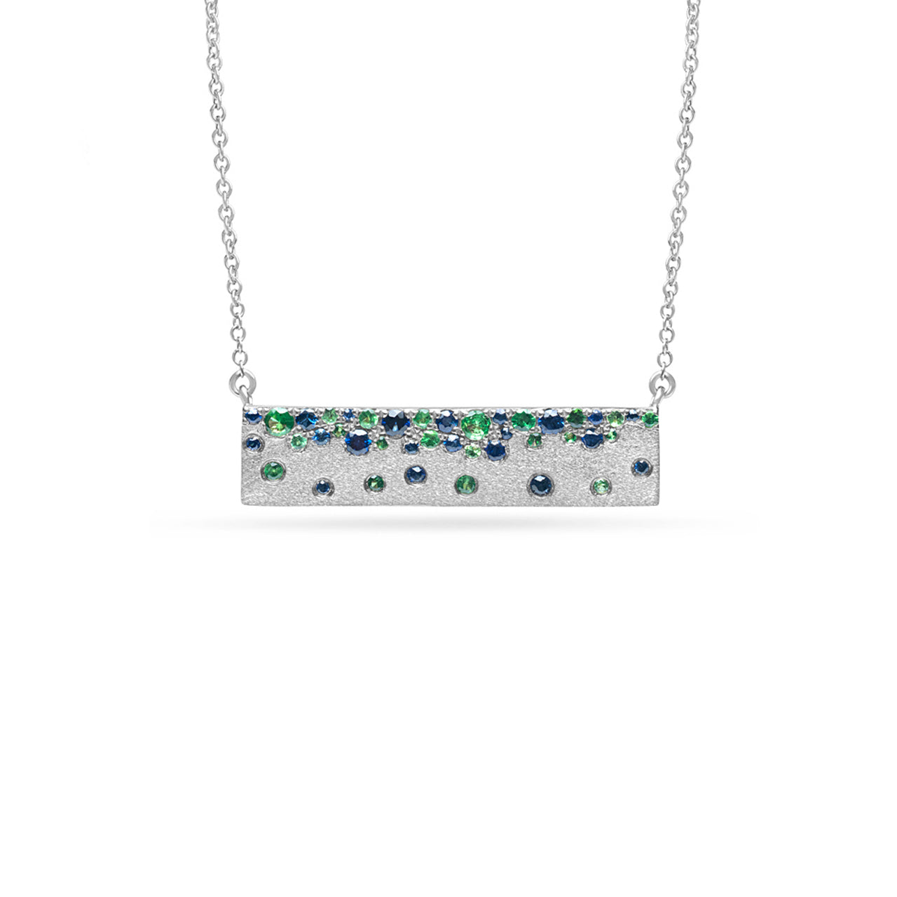 Sapphire & Tsavorite Confetti Horizontal Bar Necklace