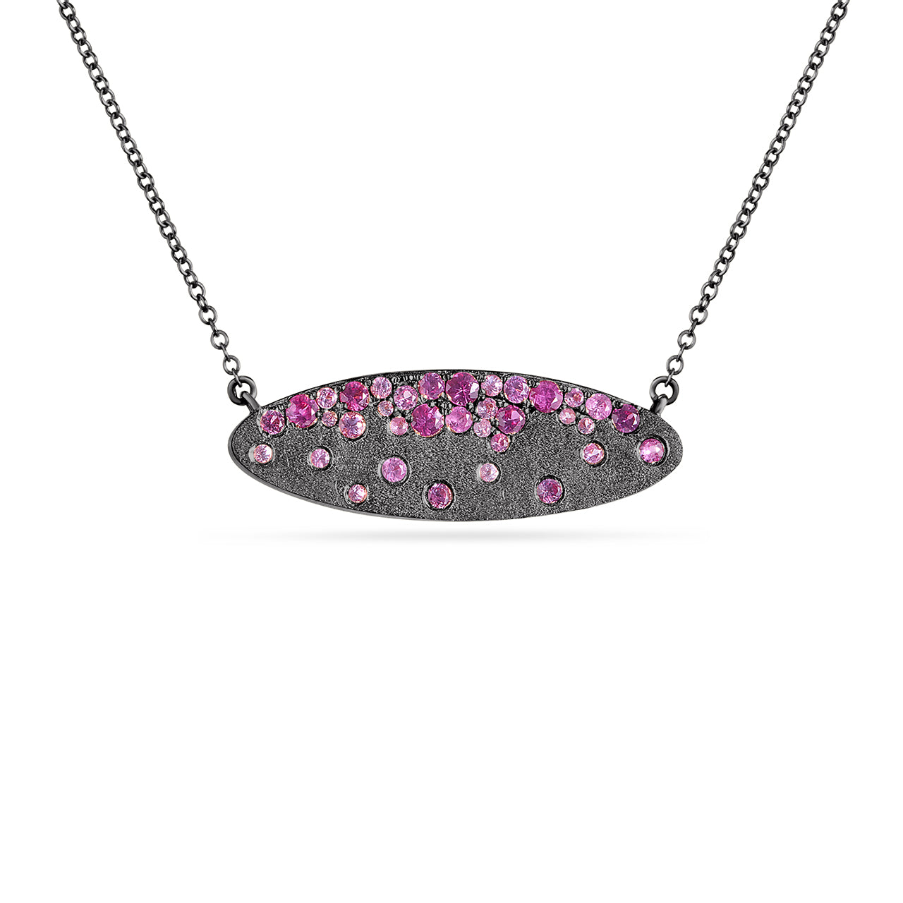 Pink Sapphire & Ruby Confetti Moval Necklace