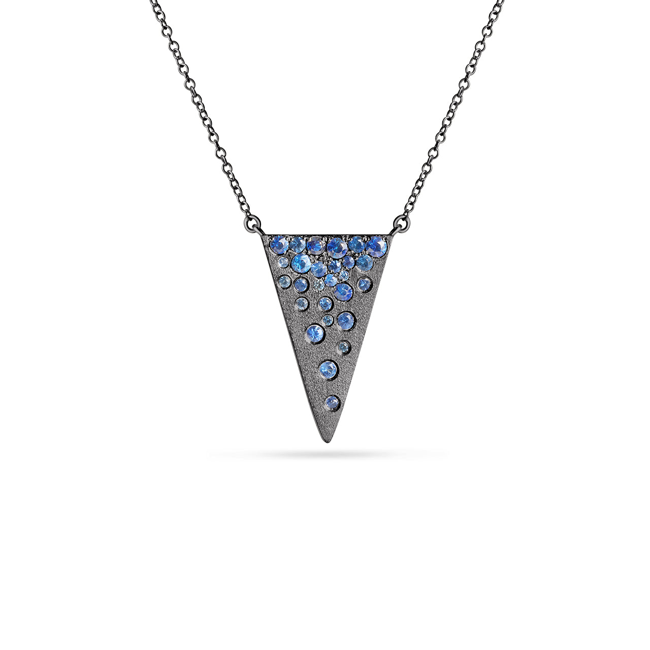 Sapphire Confetti Triangle Necklace