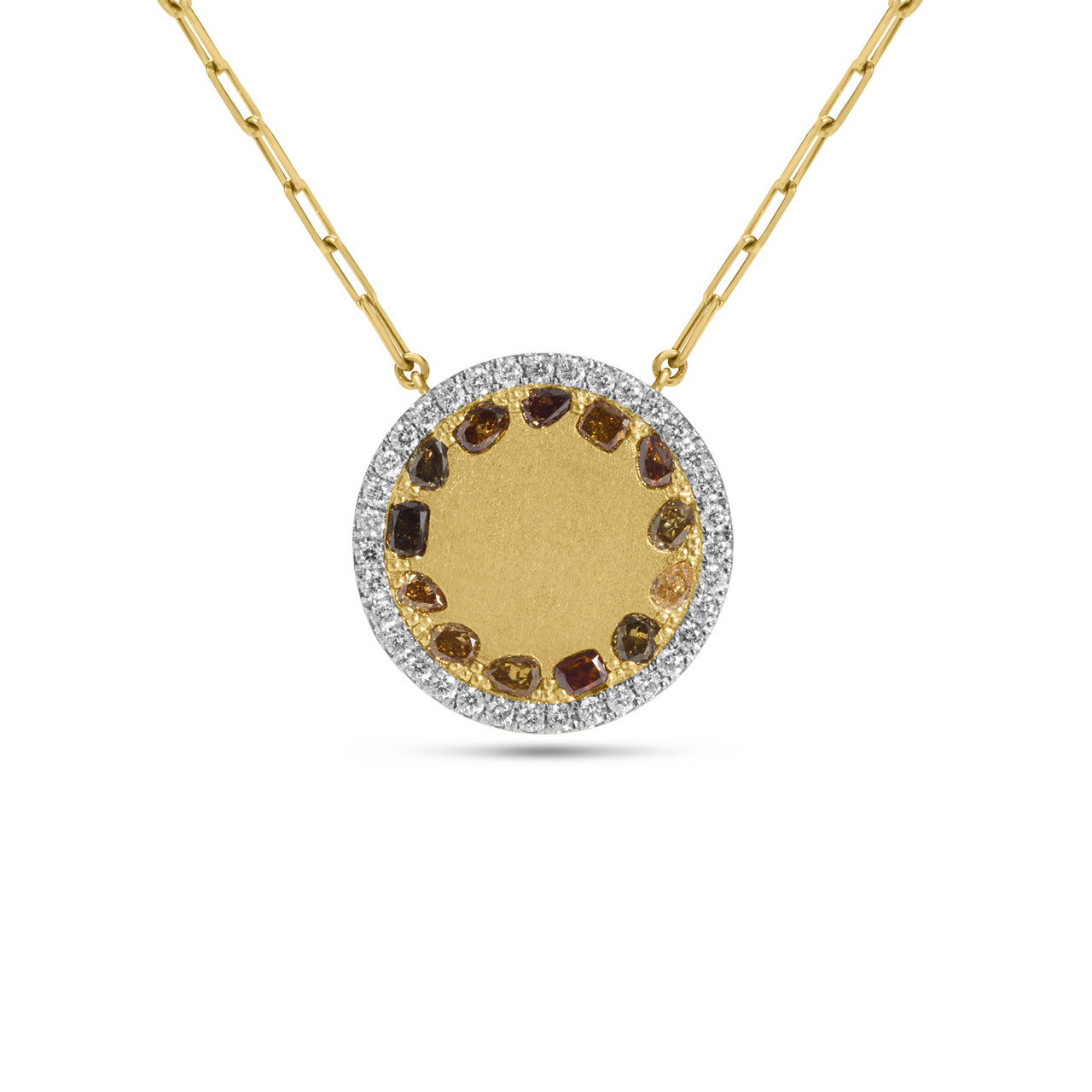 Fancy Diamond Confetti Stack Disc Necklace
